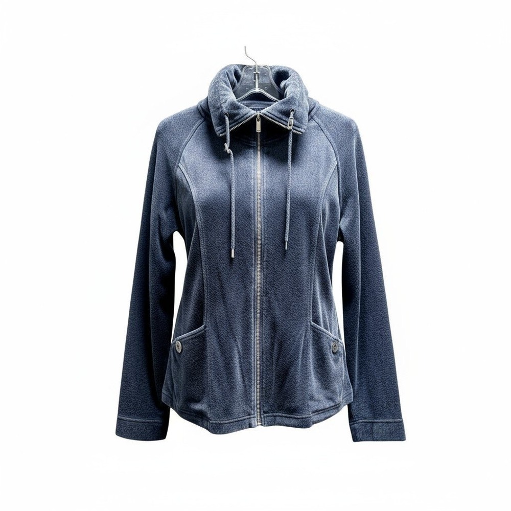 Jones New York Full Zip Jacket Women's Gray Casual Collared Knit Size‎ L